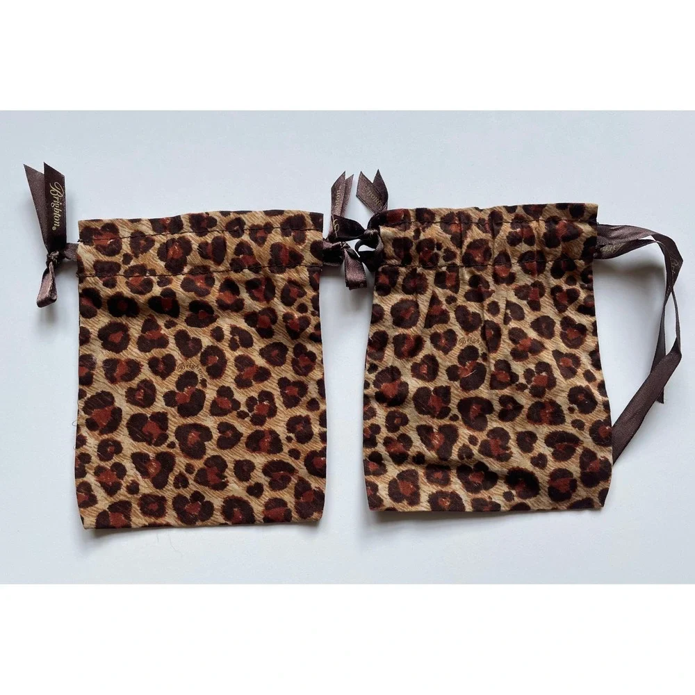 Brighton Leopard Print Jewelry Bags Set of Two Like New Necklace Bracelet Ring
